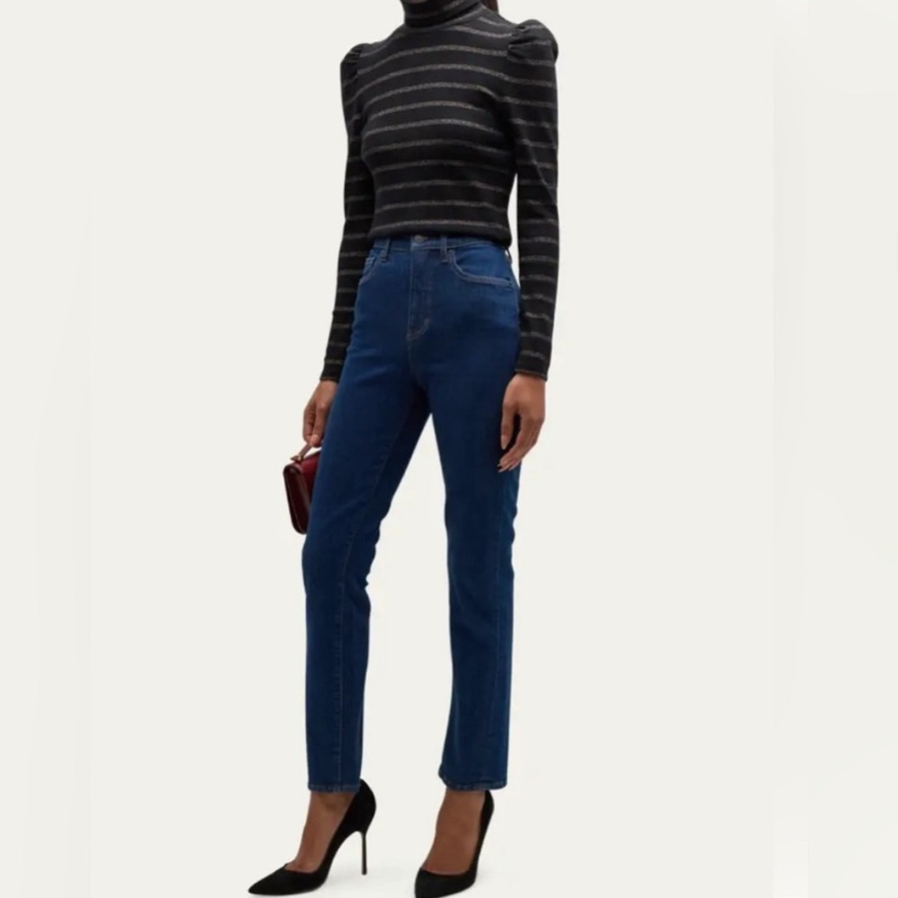 Veronica Beard Alenah Slim Straight High Rise Dark Wash Jeans Size 25 Rodeo